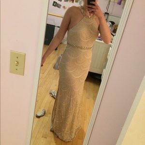 Ivory/light pink prom dress